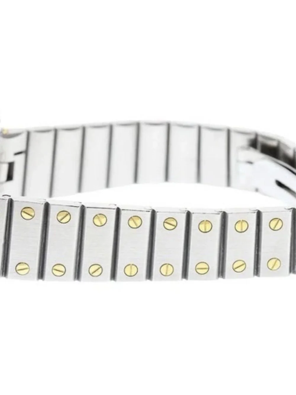 CARTIER Santos Round LM YG bezel white Dial Quartz Men's Watch_954669